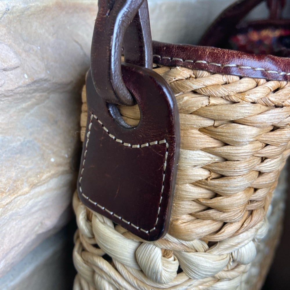 Brighton Straw shoulder purse, Brown and Tan Woven Women's Bag pre owned. - Picture 5 of 15